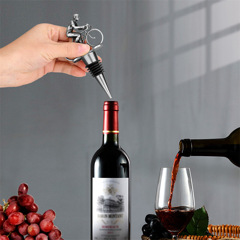 Cycling Wine Bottle Stopper,Bottle Stopper for Wine and Champagne Saver Decoration,Men's Wine Gifts