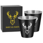 Set of 2 Stainless Steel Deer Head Shot Glasses 70ml/2.39oz Hunting Outdoor Barware Shot Cup for Whiskey and Spirits