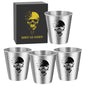 4pcs/set Stainless Steel Shot Glasses with Skull Designs,70Ml/2.39Oz Capacity Whiskey Glasses,Suitable for Kitchen, Restaurant, Bar Parties,Outdoor Picnic,Hunting,Ideal for Tequila, Vodka, Liqueurs,Creative Gifts for Father's Day, Halloween and Christmas