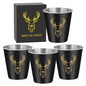 4pcs/set Stainless Steel Deer Head Shot Glasses,Portable Shot Cups for Outdoor Camping, Picnics, and Hunting. Suitable for Kitchen, Restaurant, Bar, and Party Use,Men's Gift Set