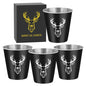 4pcs/set Stainless Steel Deer Head Shot Glasses,Portable Shot Cups for Outdoor Camping, Picnics, and Hunting. Suitable for Kitchen, Restaurant, Bar, and Party Use,Men's Gift Set