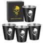 4pcs/set Stainless Steel Shot Glasses with Skull Designs,70Ml/2.39Oz Capacity Whiskey Glasses,Suitable for Kitchen, Restaurant, Bar Parties,Outdoor Picnic,Hunting,Ideal for Tequila, Vodka, Liqueurs,Creative Gifts for Father's Day, Halloween and Christmas