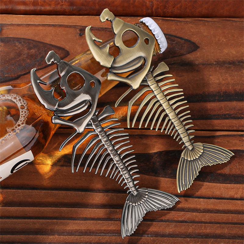 Antique fish skeleton bottle opener for bar
