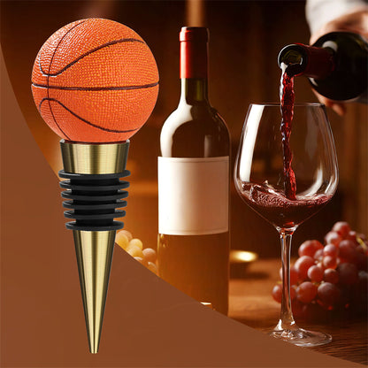Basketball wine bottle stopper, realistic sports-themed wine preserver with airtight silicone seal