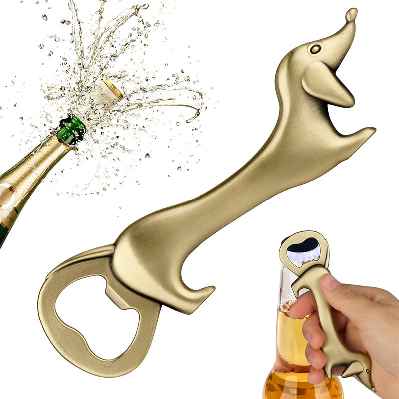Bronze dachshund bottle opener, cute sausage dog design beer cap remover for dog lovers