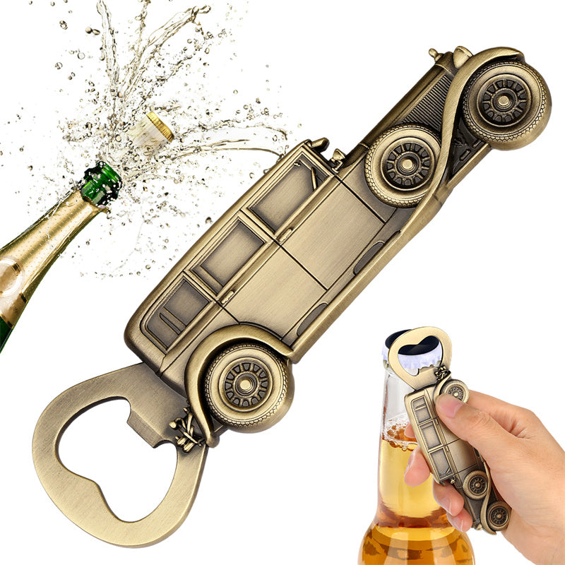 Bronze vintage car bottle opener, retro classic car design beer cap remover for car lovers