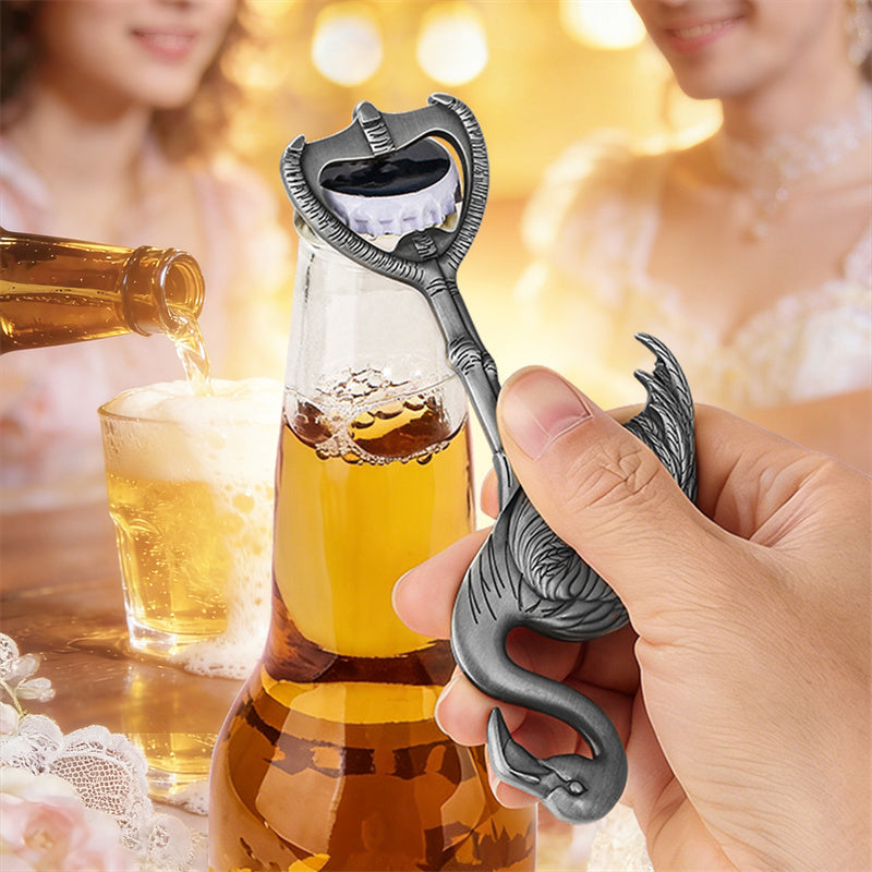 Camping portable Flamingo bottle opener, lightweight metal tool for outdoor party