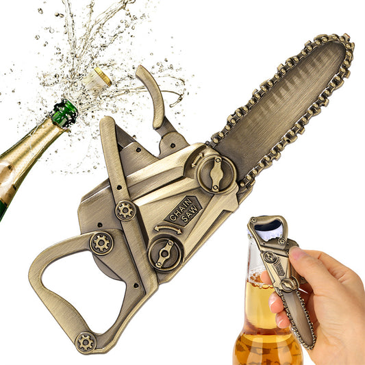 Chainsaw Shaped Bottle Opener, Heavy Duty Metal Beer Opener for Home Bar
