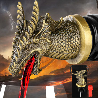 Dragon Head Liquor Pourers Spout for Alcohol Spirits, Dragon 2-In-1 Wine Bottle Pourer and Stopper for Kitchen Club Bar Party, Wine Accessories Gifts