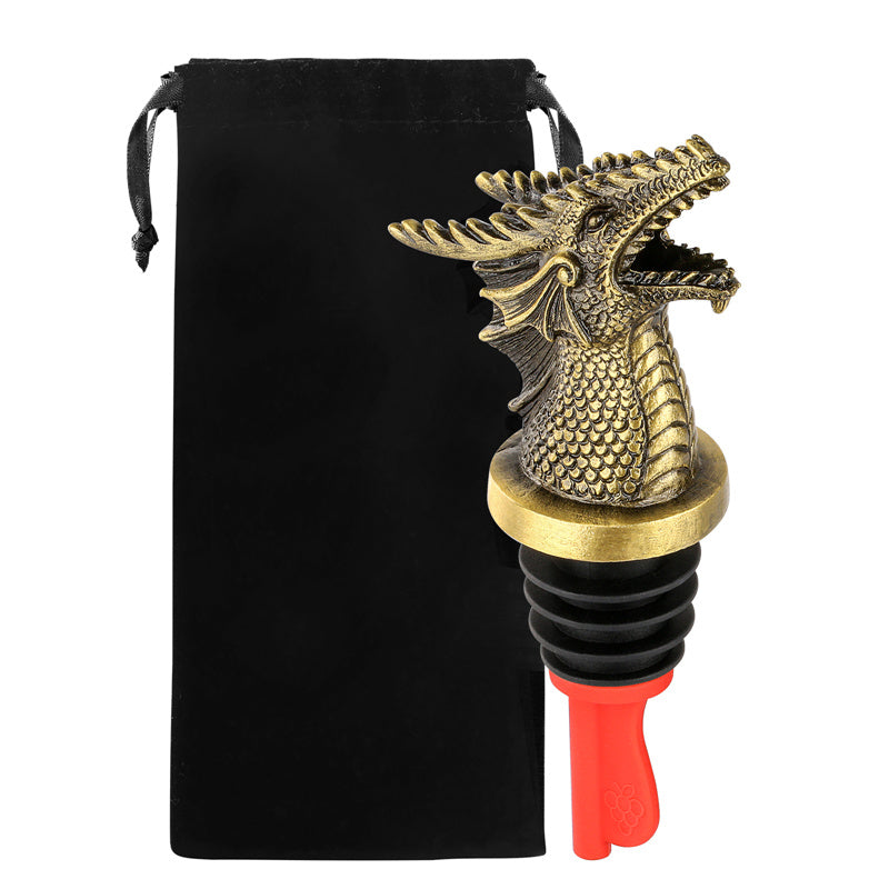 Dragon Head Liquor Pourers Spout for Alcohol Spirits, Dragon 2-In-1 Wine Bottle Pourer and Stopper for Kitchen Club Bar Party, Wine Accessories Gifts
