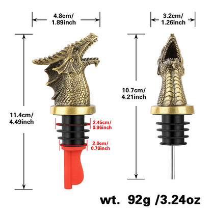 Dragon Head Liquor Pourers Spout for Alcohol Spirits, Dragon 2-In-1 Wine Bottle Pourer and Stopper for Kitchen Club Bar Party, Wine Accessories Gifts