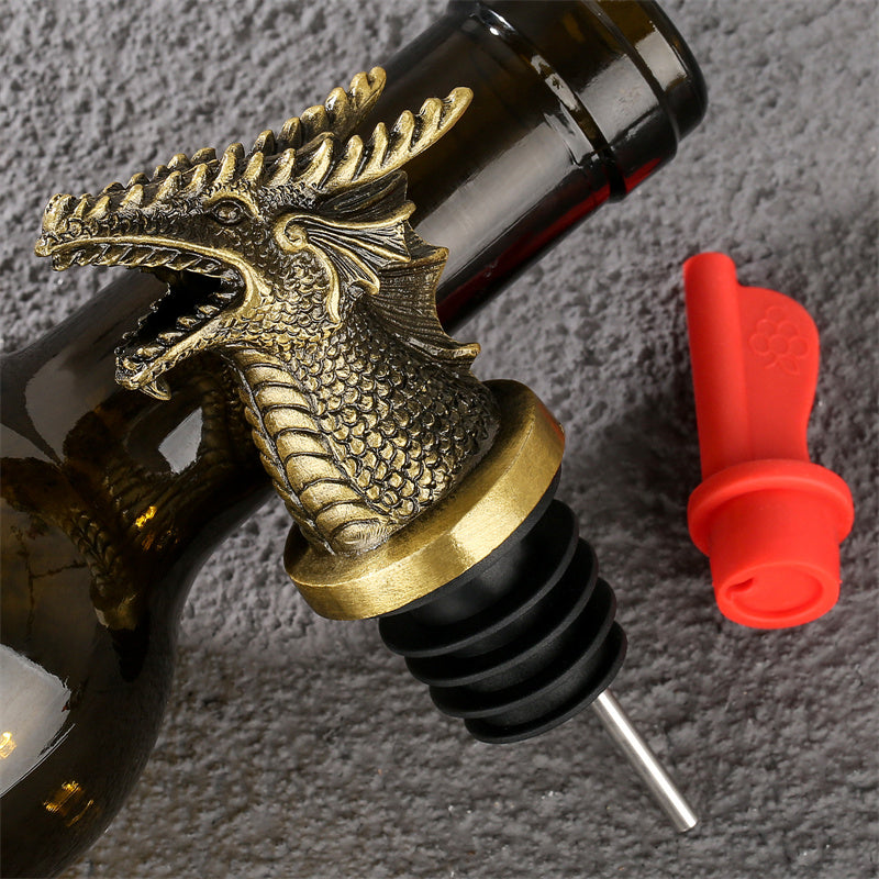 Dragon Head Liquor Pourers Spout for Alcohol Spirits, Dragon 2-In-1 Wine Bottle Pourer and Stopper for Kitchen Club Bar Party, Wine Accessories Gifts