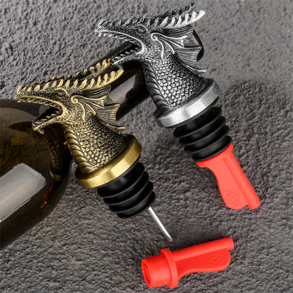 Dragon Head Liquor Pourers Spout for Alcohol Spirits, Dragon 2-In-1 Wine Bottle Pourer and Stopper for Kitchen Club Bar Party, Wine Accessories Gifts
