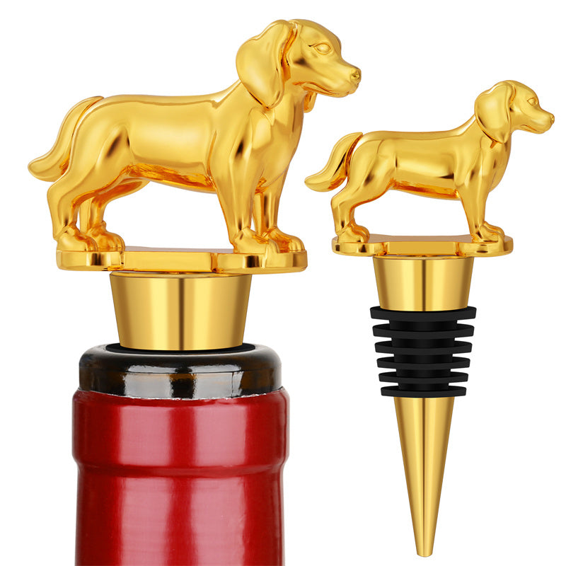 Dog themed wine accessory: golden retriever wine bottle plug, cute and functional for home bar use