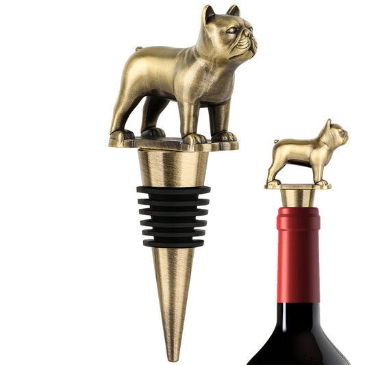 French bulldog wine bottle stopper, metal dog wine preserver