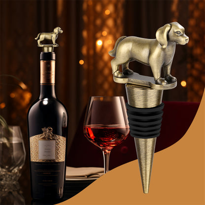 Golden Retriever Wine Bottle Stopper, Retro Style Wine Preserver for Bar & Kitchen, Perfect Gift for Wine Lovers