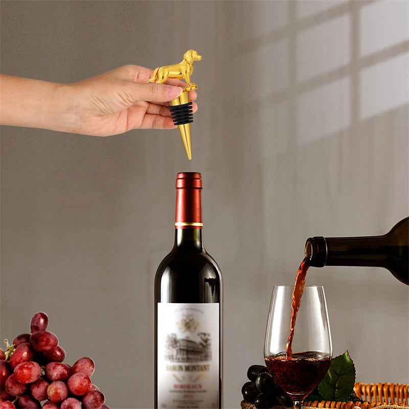 Golden Retriever Wine Bottle Stopper, Retro Style Wine Preserver for Bar & Kitchen, Perfect Gift for Wine Lovers