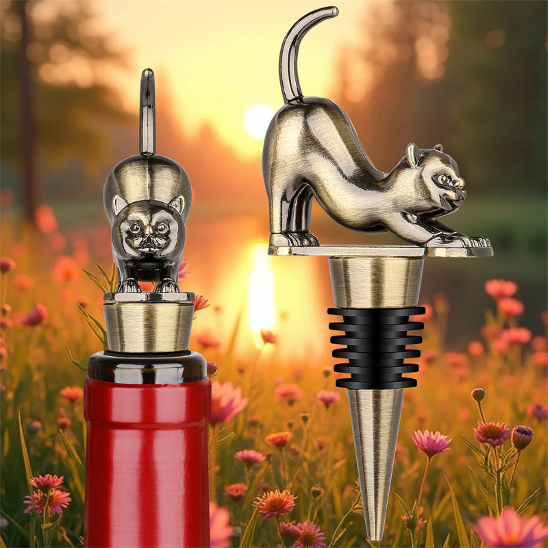 Cat Wine Bottle Stopper, Cat Decorative Reusable Champagne Stoppers,Best Wine Savers for Bar Home Use
