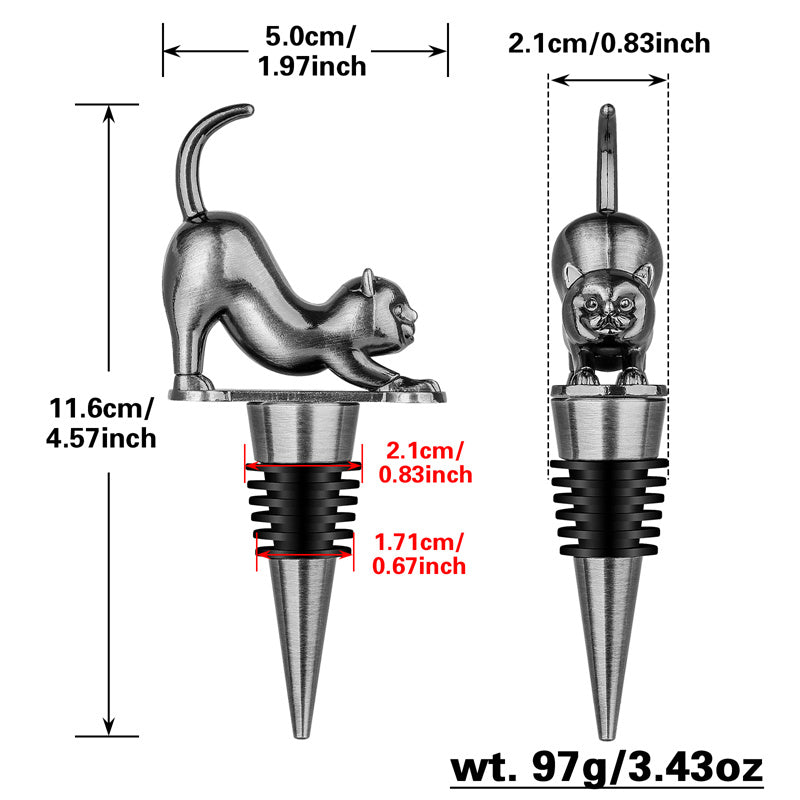 Cat Wine Bottle Stopper, Cat Decorative Reusable Champagne Stoppers,Best Wine Savers for Bar Home Use