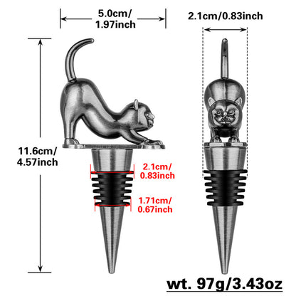 Cat Wine Bottle Stopper, Cat Decorative Reusable Champagne Stoppers,Best Wine Savers for Bar Home Use