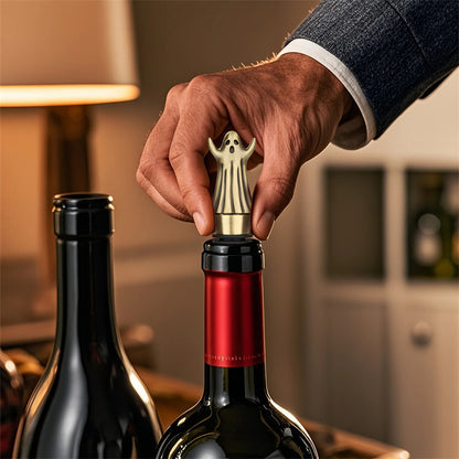 Ghost Wine Bottle Stopper,Spooky Themed Bottle Seal for Wine Lovers,Gothic Style Wine Preserver for Halloween & Parties