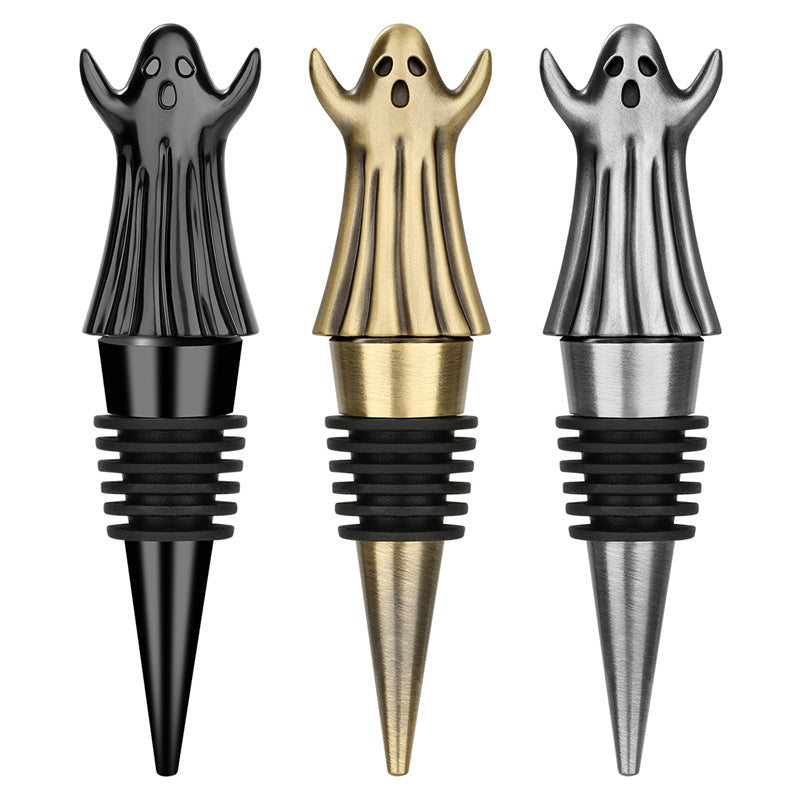 Ghost Wine Bottle Stopper,Spooky Themed Bottle Seal for Wine Lovers,Gothic Style Wine Preserver for Halloween & Parties