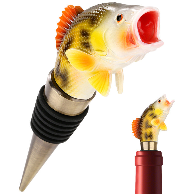 Creative Jumping Fish Wine Stopper, Decorative Bottle Plug for Wine/Beer/Champagne, Unique Gift for Fishing Enthusiasts, Bar Decor