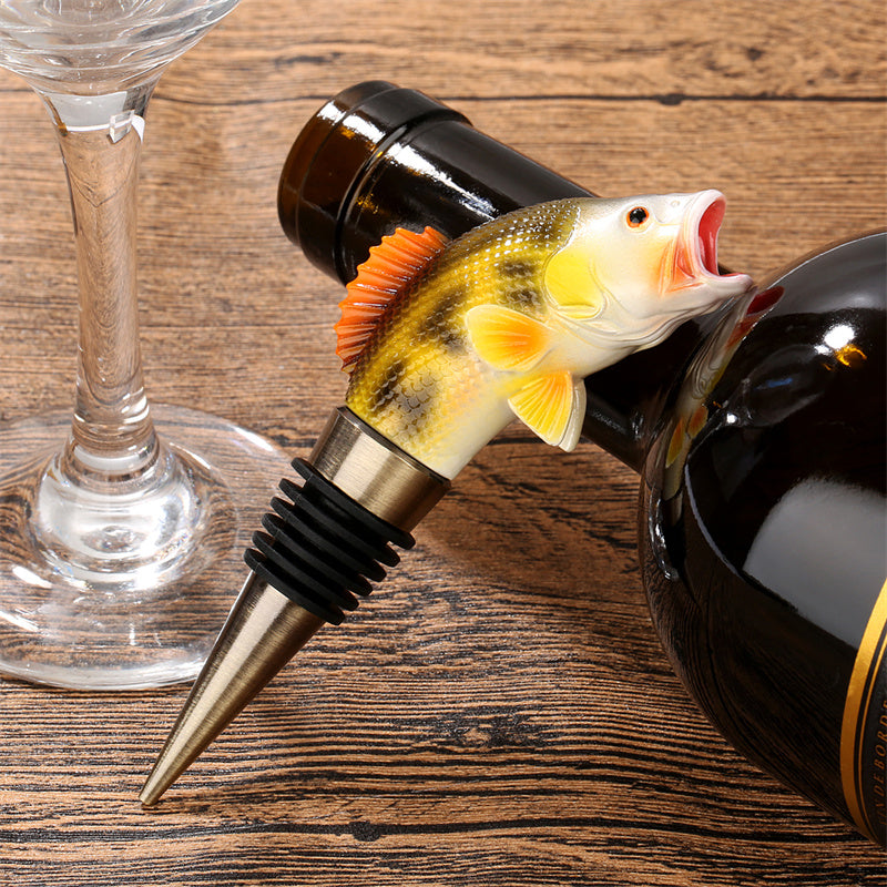 Creative Jumping Fish Wine Stopper, Decorative Bottle Plug for Wine/Beer/Champagne, Unique Gift for Fishing Enthusiasts, Bar Decor