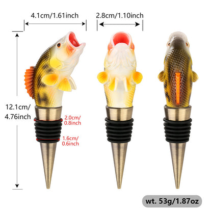 Creative Jumping Fish Wine Stopper, Decorative Bottle Plug for Wine/Beer/Champagne, Unique Gift for Fishing Enthusiasts, Bar Decor