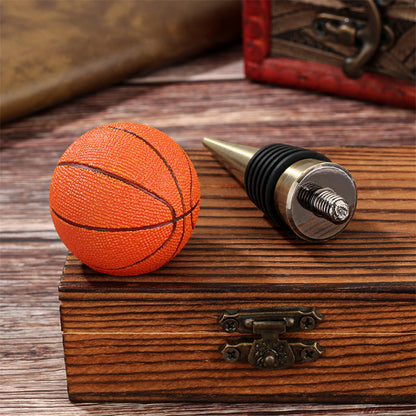 Basketball Wine Bottle Stopper - Novelty Sports Theme Silicone Beverage Saver, Reusable Metal Wine Plug, Cool Basketball Fan Gifts for Men, Bar Cart Decor Accessories