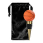 Basketball Wine Bottle Stopper - Novelty Sports Theme Silicone Beverage Saver, Reusable Metal Wine Plug, Cool Basketball Fan Gifts for Men, Bar Cart Decor Accessories