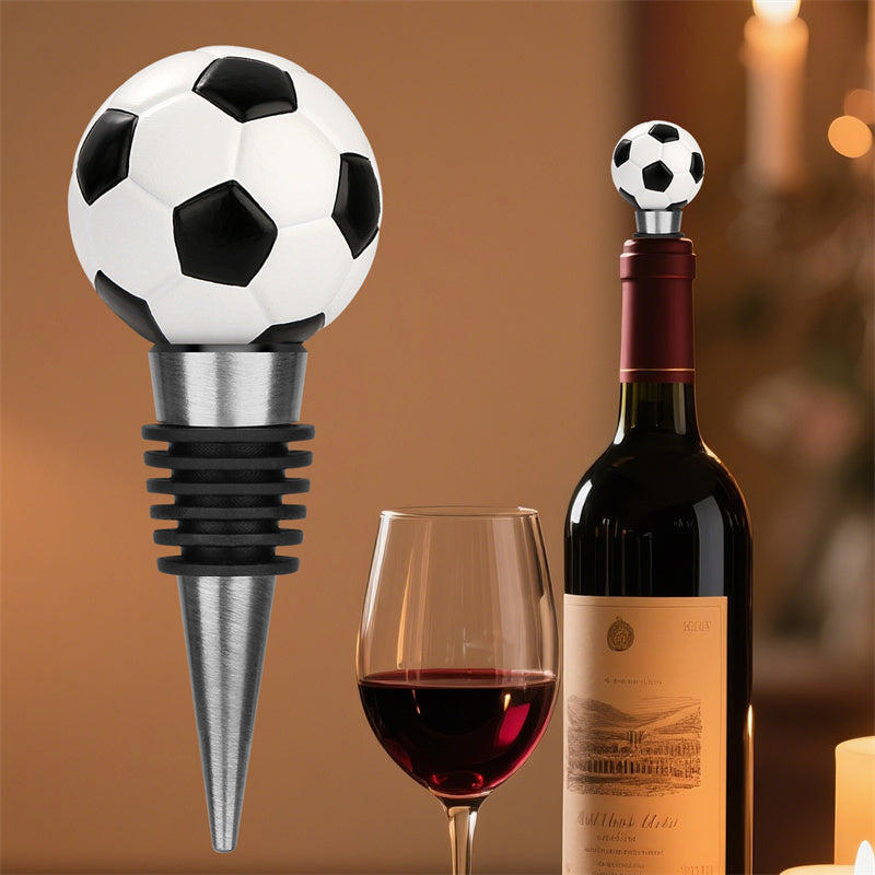 Soccer Ball Wine Bottle Stopper -Fun Barware Accessory for Football Enthusiasts