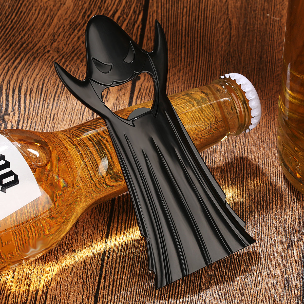 Halloween-themed ghost bottle opener, whimsical grinning design, great gift for horror fans