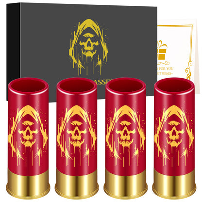 Halloween gift set: plastic skull shot glasses with premium packaging, perfect for gothic and beer lovers