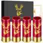 Hunting deer shot glasses set, rugged bullet-shaped tumblers in red and black finishes with gold deer print