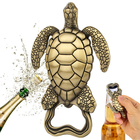 Intricate sea turtle shaped metal bottle opener wall decor