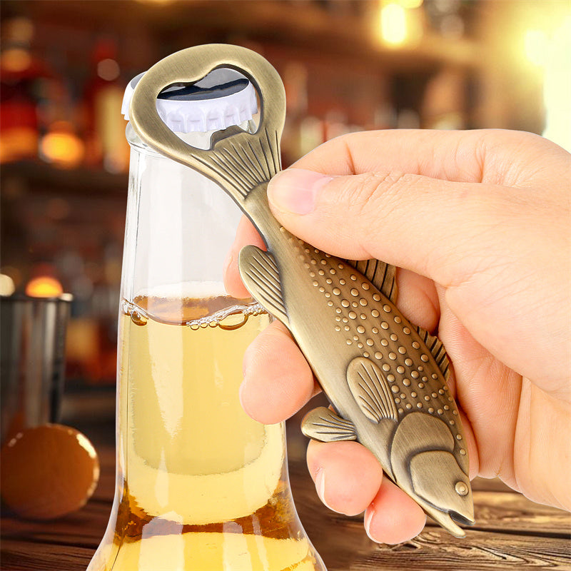 Bass Bottle Opener, Fishing Gifts for Fisherman, Vintage Metal Beer Opener for Bar & Kitchen