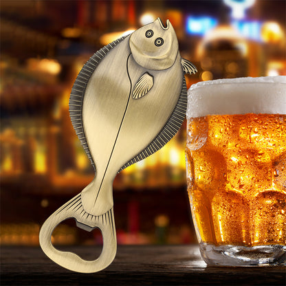 Flounder Fish Shaped Bottle Opener, Retro Gift for Anglers and Beer Enthusiasts,Bar Tool for Coastal & Rustic Decor