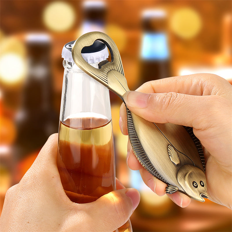 Flounder Fish Shaped Bottle Opener, Retro Gift for Anglers and Beer Enthusiasts,Bar Tool for Coastal & Rustic Decor