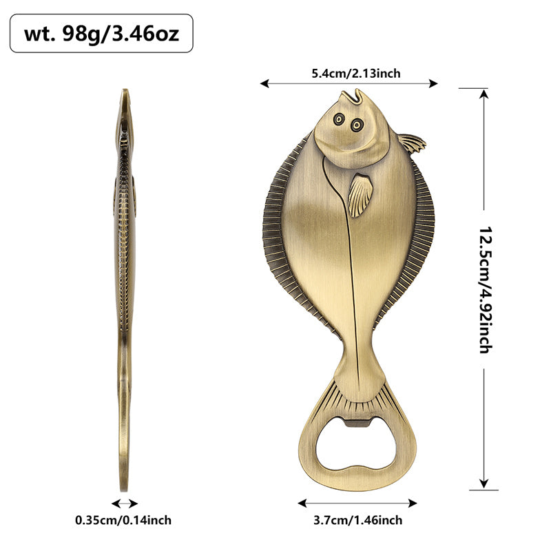 Flounder Fish Shaped Bottle Opener, Retro Gift for Anglers and Beer Enthusiasts,Bar Tool for Coastal & Rustic Decor