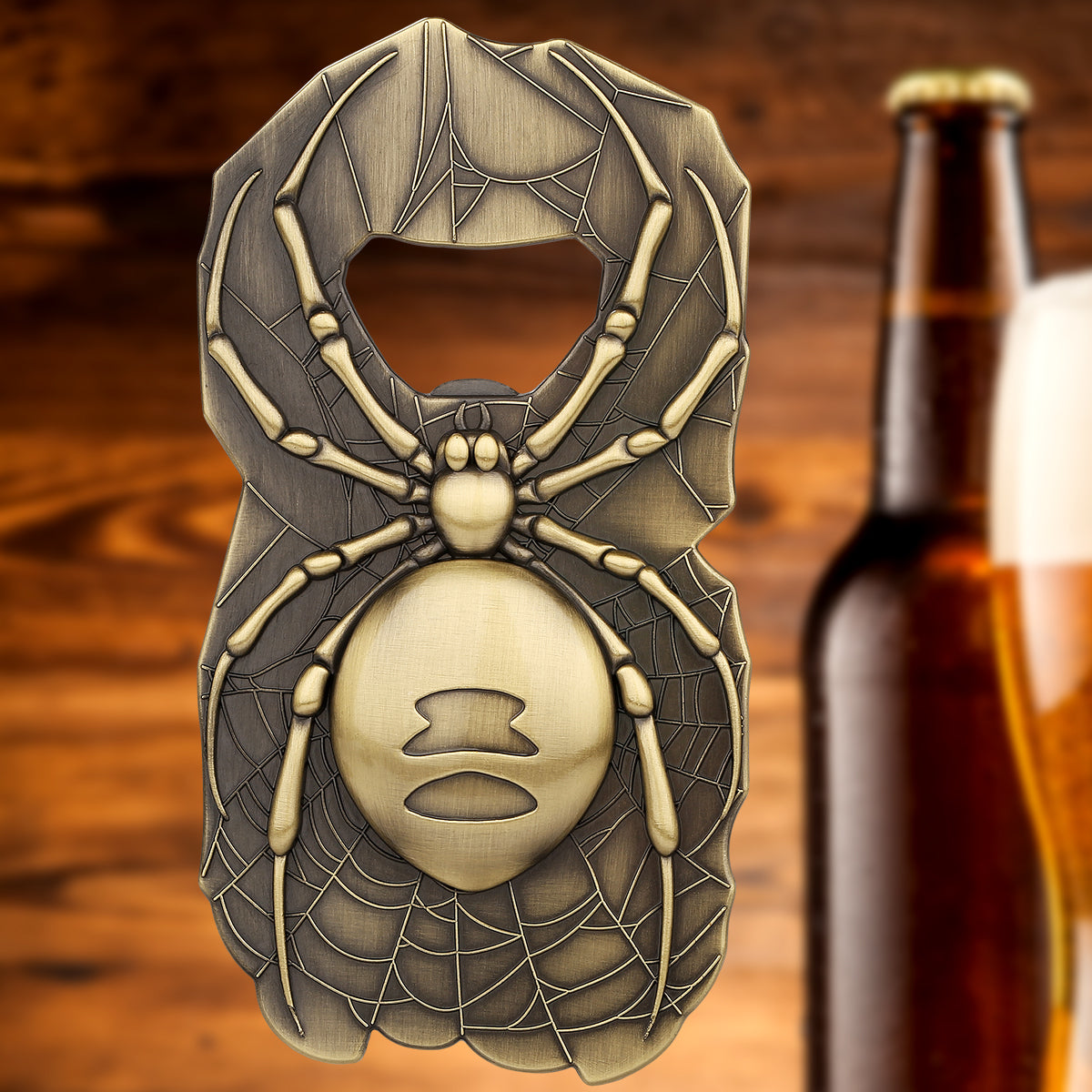 Spider Web Bottle Opener, Vintage Metal Spider Beer Opener, Gothic Halloween Bar Tool & Unique Gift for Spider Lovers