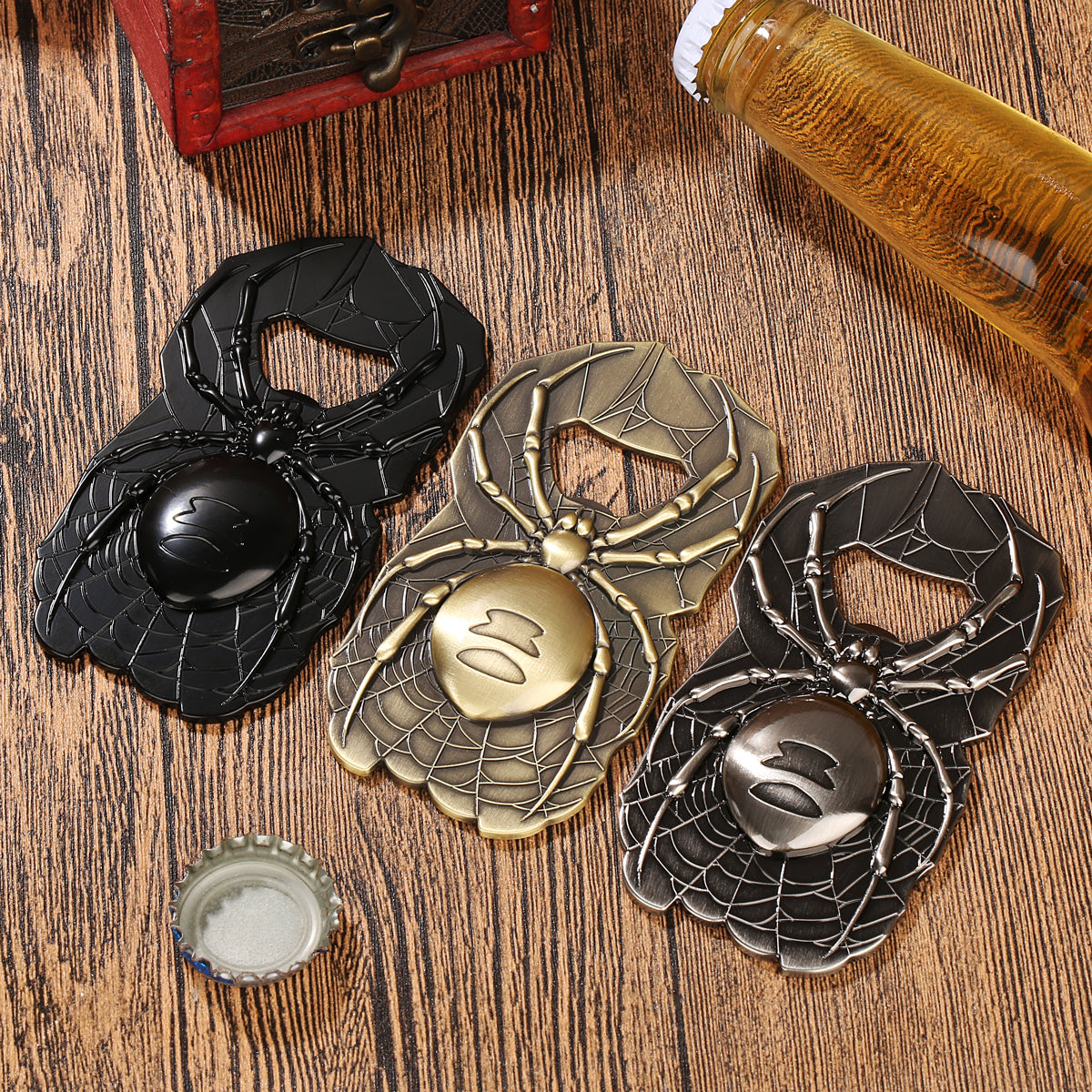 Spider Web Bottle Opener, Vintage Metal Spider Beer Opener, Gothic Halloween Bar Tool & Unique Gift for Spider Lovers