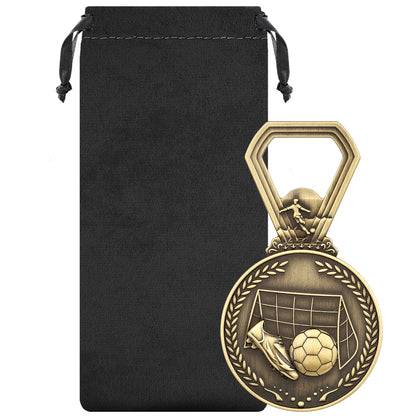 Soccer Medal Bottle Opener, Football Award Beer Opener, Sports Themed Bar Tool & Gift for Soccer Players, Coaches, Fans