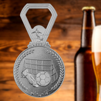 Soccer Medal Bottle Opener, Football Award Beer Opener, Sports Themed Bar Tool & Gift for Soccer Players, Coaches, Fans