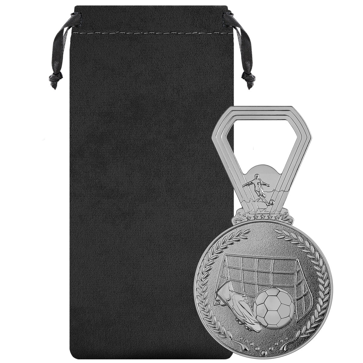 Soccer Medal Bottle Opener, Football Award Beer Opener, Sports Themed Bar Tool & Gift for Soccer Players, Coaches, Fans