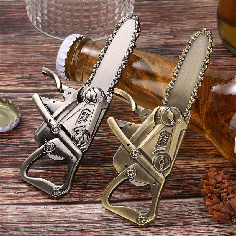 Creative Chainsaw Shaped Bottle Opener, Vintage Metal Beer Opener, Unique Bar Accessories & Groomsmen Gift for Beer Lovers