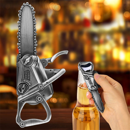 Creative Chainsaw Shaped Bottle Opener, Vintage Metal Beer Opener, Unique Bar Accessories & Groomsmen Gift for Beer Lovers