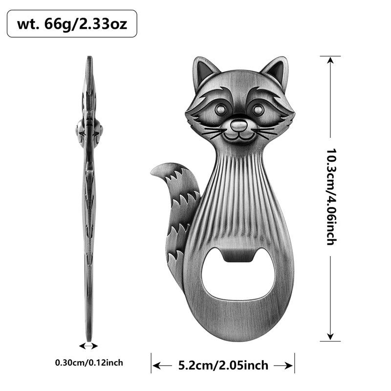 Cute Raccoon Bottle Opener - Vintage Animal Shape Beer Opener for Bar, Kitchen, Unique Gift