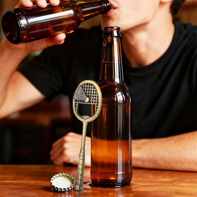 Badminton Racket Bottle Opener, Metal Wine Beer Opener for Bar Club Kitchen Party,Portable Opener Gadget for Outdoor Travel Fishing Picnic,Ideal Gift for Badminton Enthusiasts