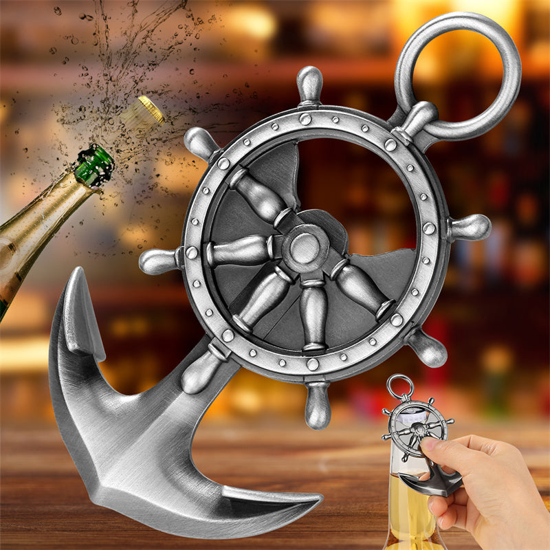 Vintage Nautical Anchor Ship Wheel Bottle Opener - Novel Metal Beer Opener for Bar, Kitchen, Beach,Sailing Gifts